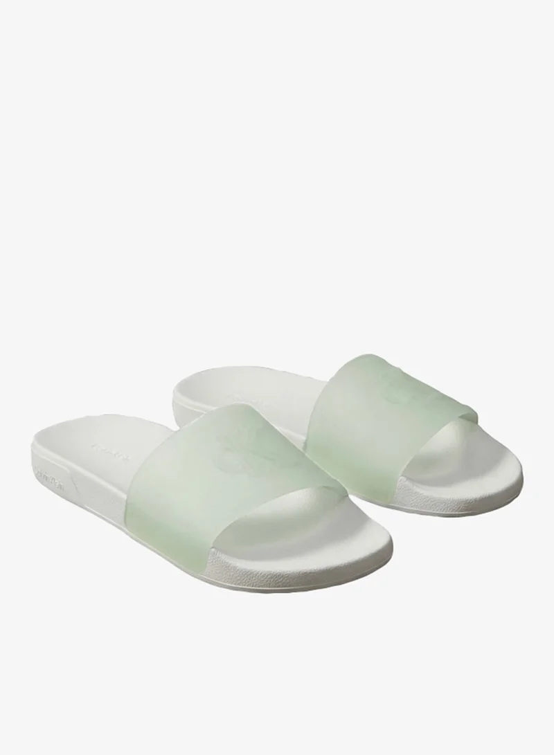Calvin Klein Misty Blue Embossed Monogam Sliders for Women | Best Price UAE